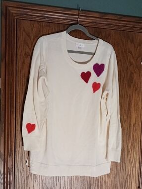 Women's Belle By Kim Gravel Knit Pullover Heart Sweater